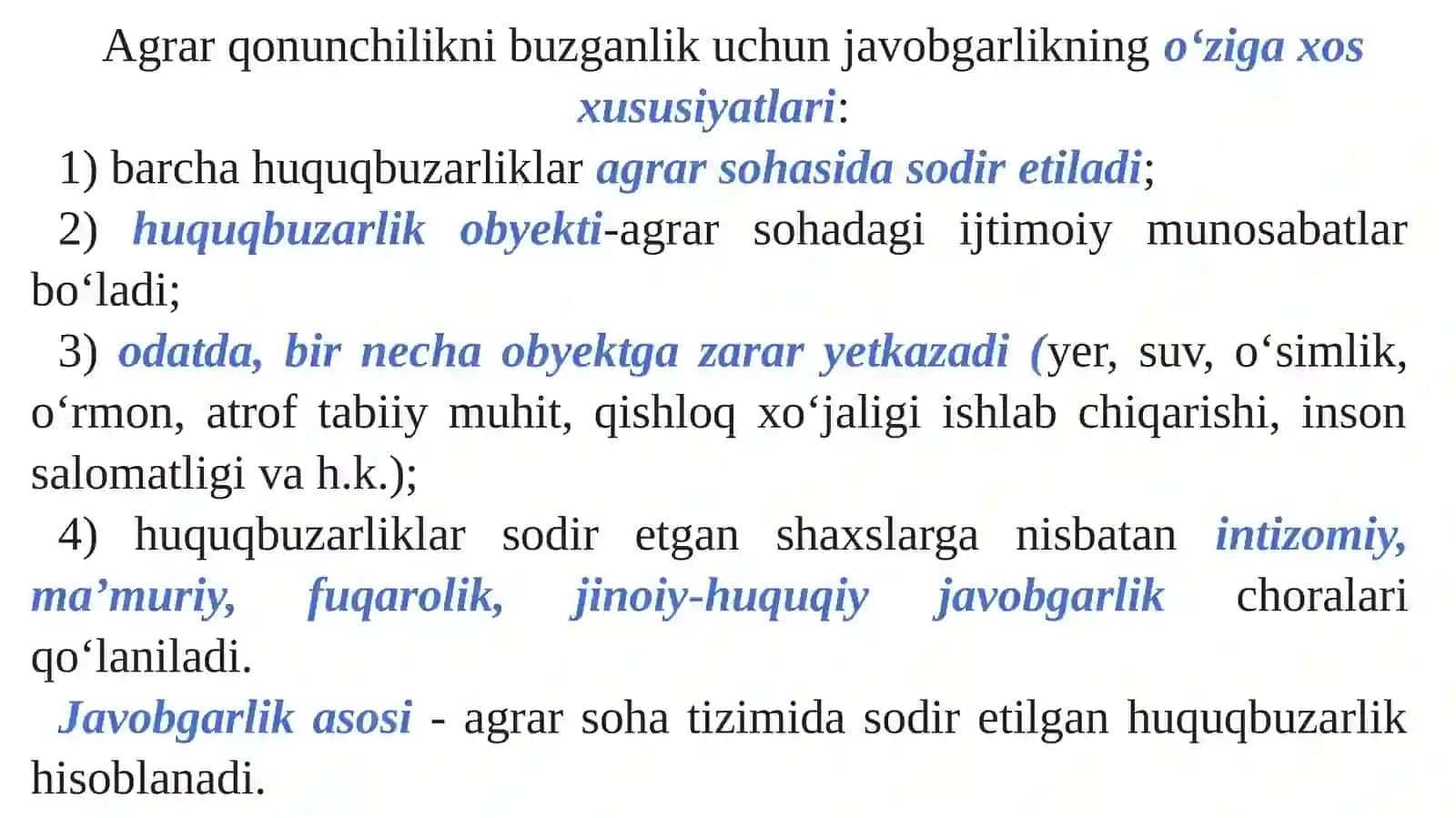 AGRAR QONUNCHILIKNI BUZGANLIK  UCHUN YURIDIK JAVOBGARLIK 3