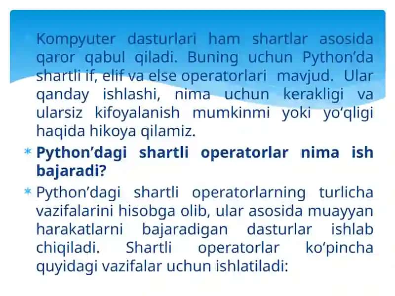 Python dasturlash tilida shart operatorlari 3