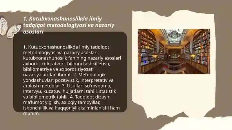 Kutubxonashunoslik fanining ilmiy usullari va kutubxonachilik tadqiqotlarini tashkil etilishi 3