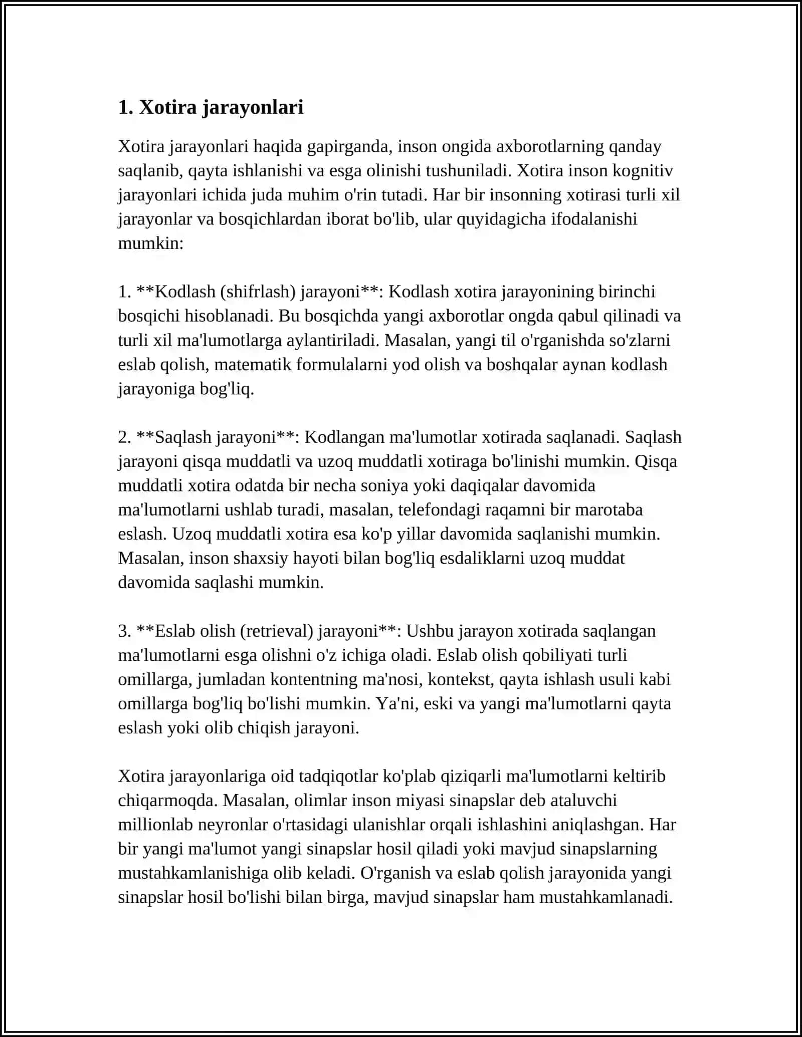XOTIRA JARAYONI 3