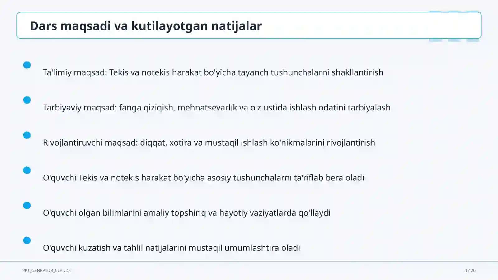 Tekis va notekis harakat (7-sinf) 3