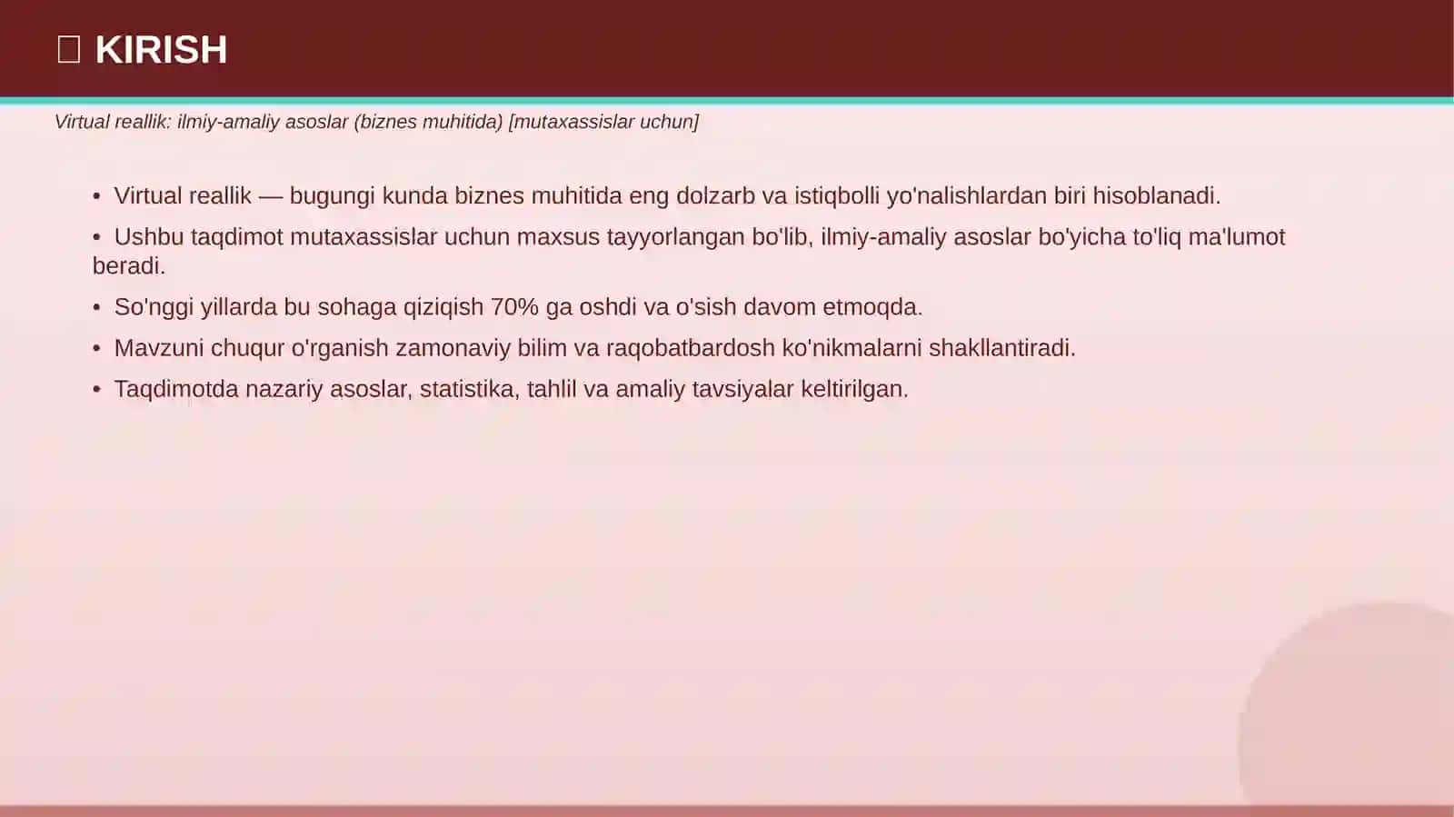 Virtual reallik: ilmiy-amaliy asoslar (biznes muhitida) [mutaxassislar uchun] 3
