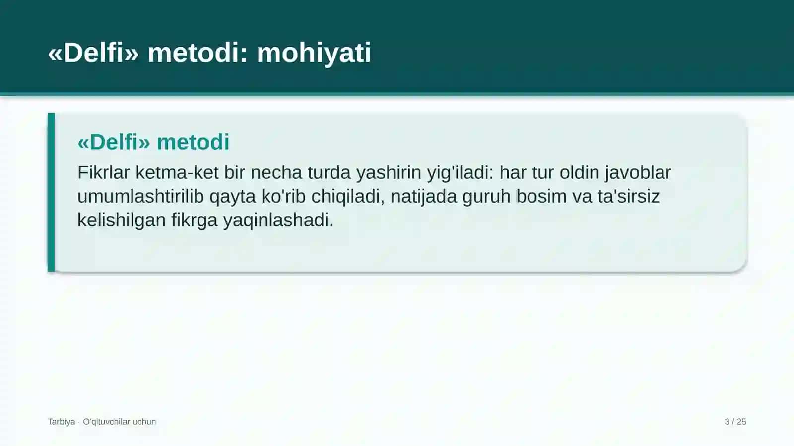tarbiya darslarida delfi metodidan foydalanish 7567 3