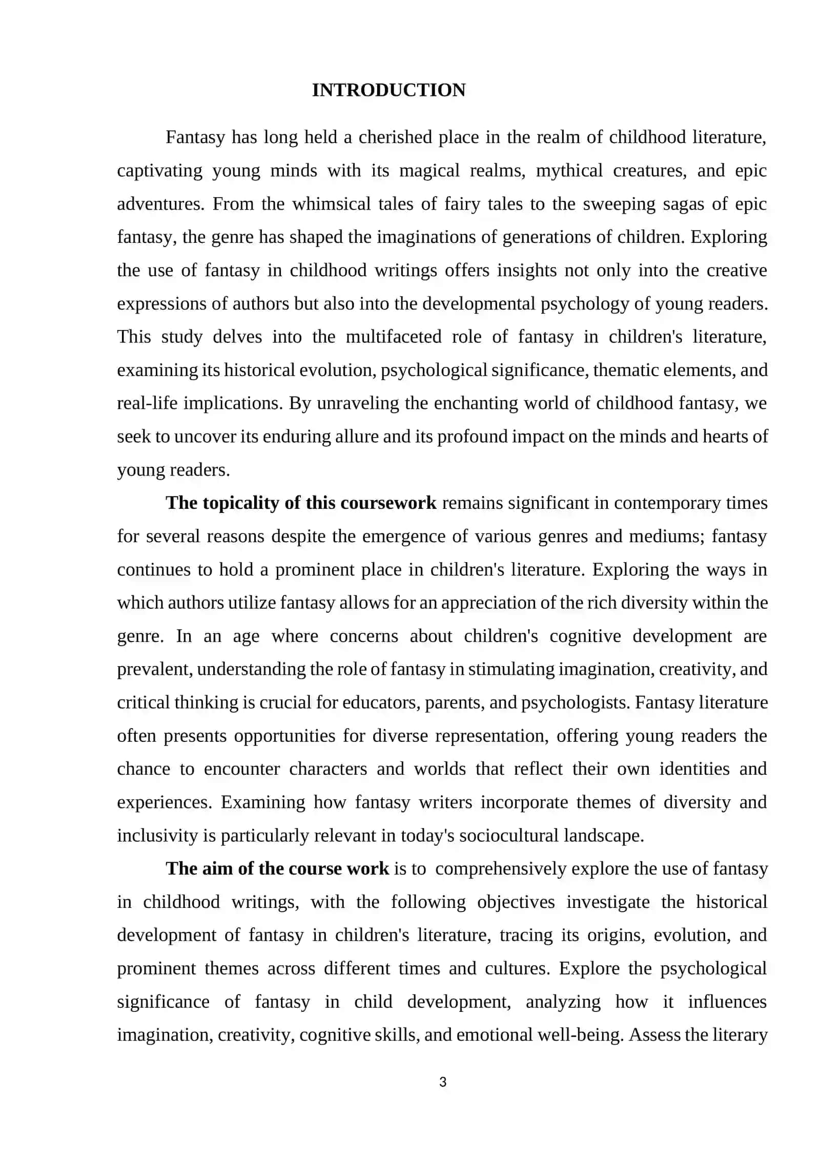 USE OF FANTASY IN CHILDHOOD WRITINGS 3