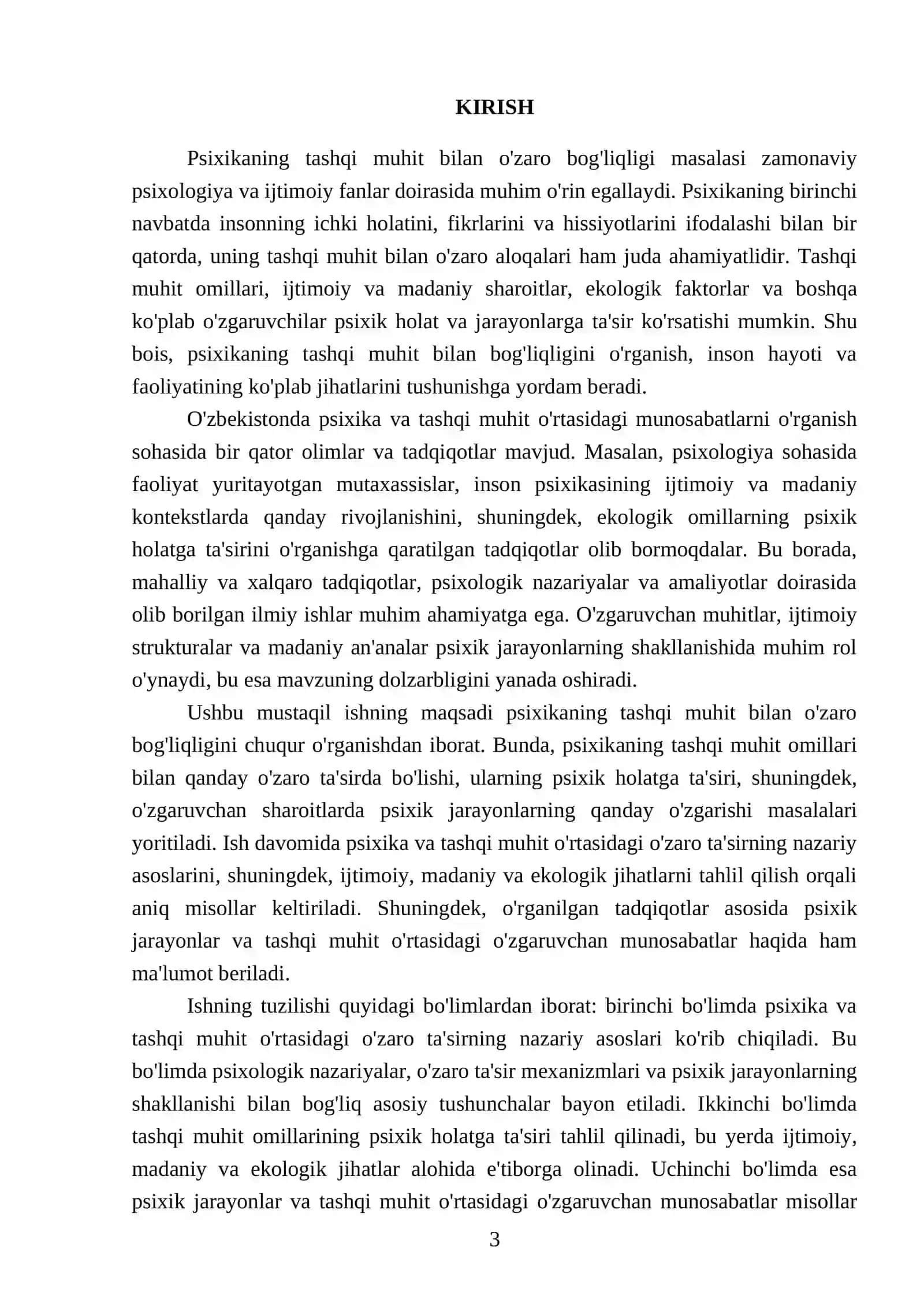 Psixikaning tashqi muhit bilan o'zaro bog'liqligi 3