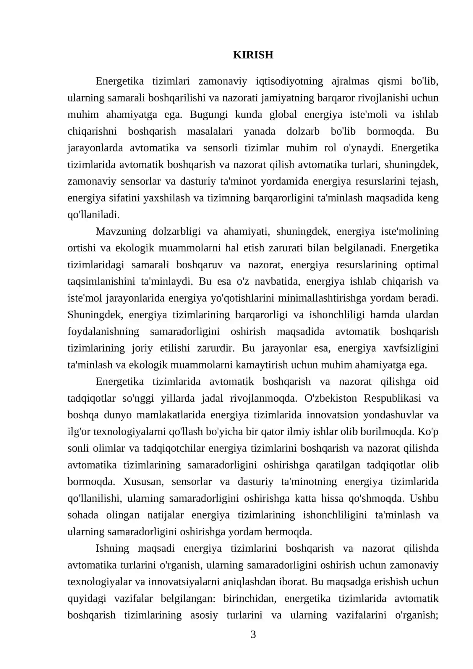 Energetika tizimini holatlarini boshqarish va nazorat qilish avtomatika turlari 3