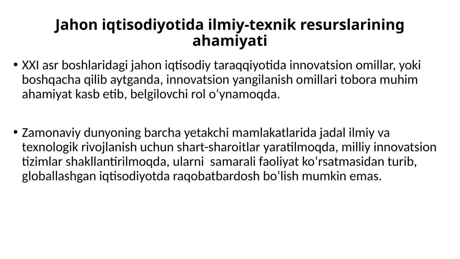 Jahon iqtisodiyotining ilmiy-texnik resurslari 3