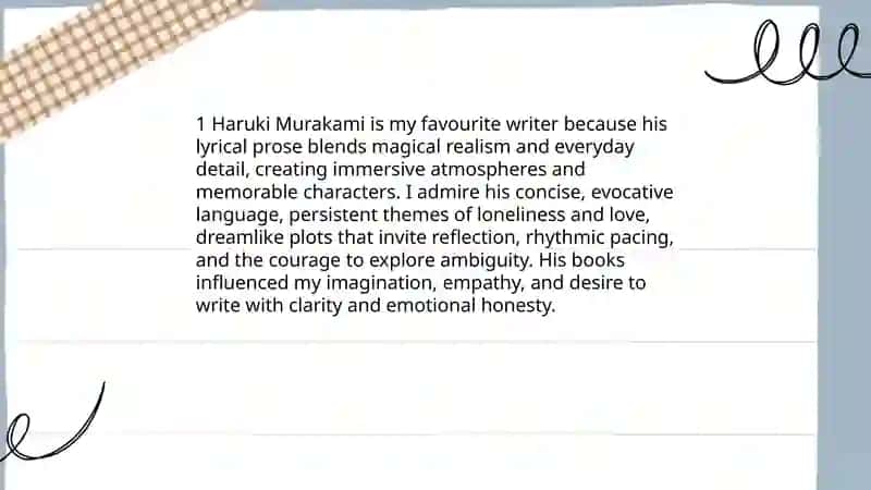 My favourite writer, story |novel 3