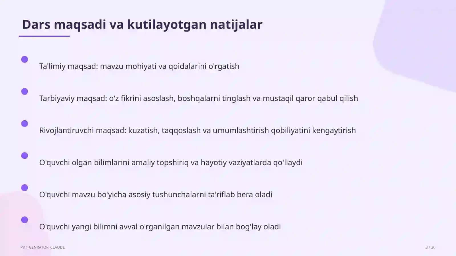 Sinf soati va tarbiyaviy tadbirlar (1-11) -- o'qituvchilar uchun 3
