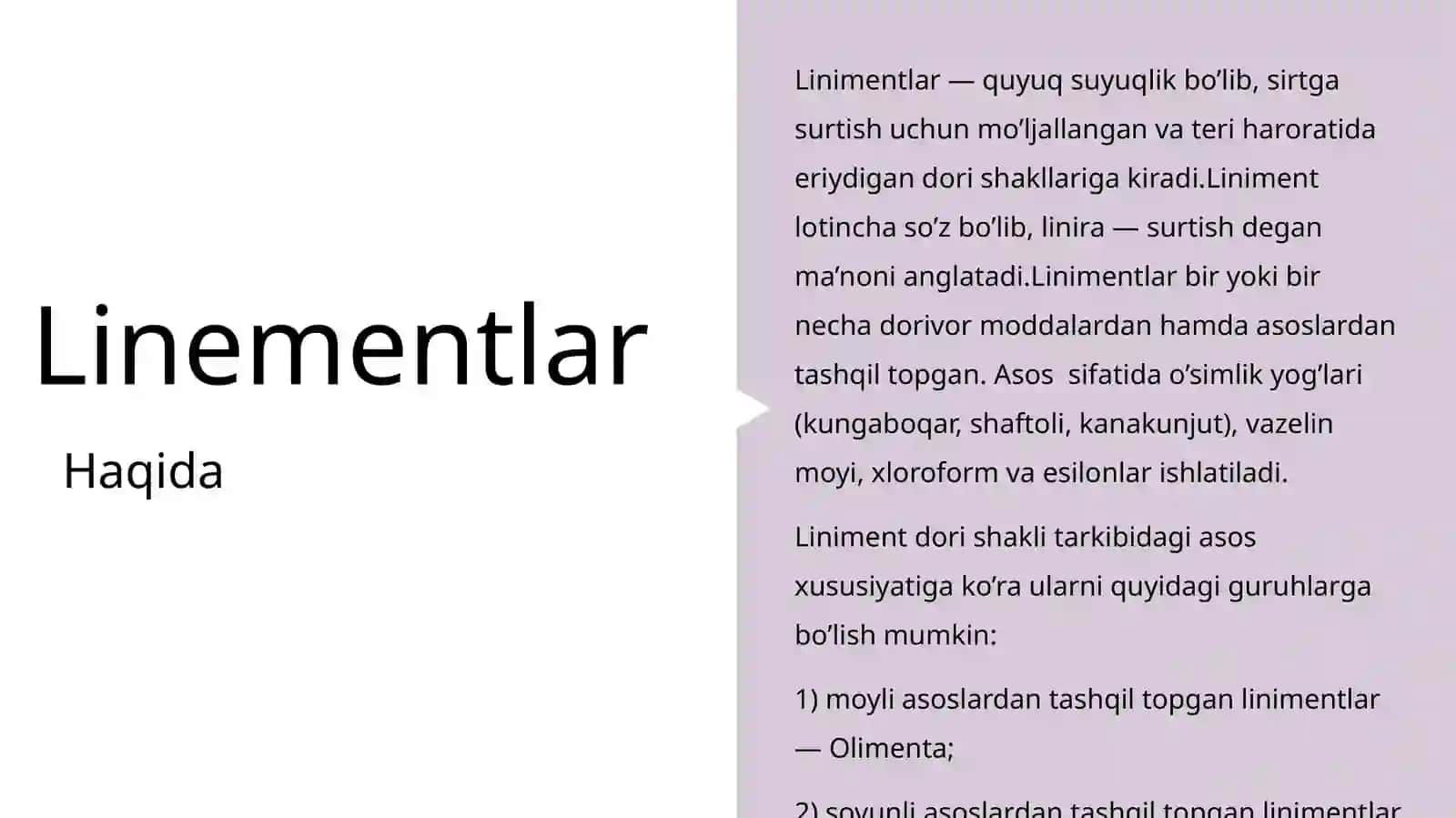 Linimentlar haqida 3