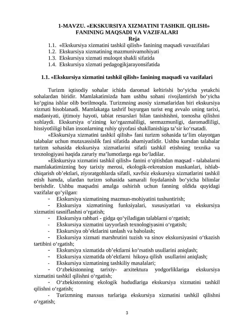 Ekskursiya xizmatini tashkil qilish 3