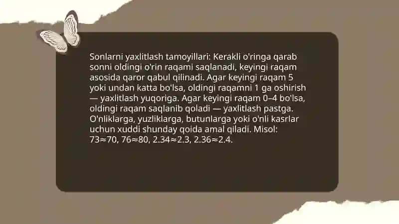 Sonlarni yaxlitlash. Rim raqamlari 3