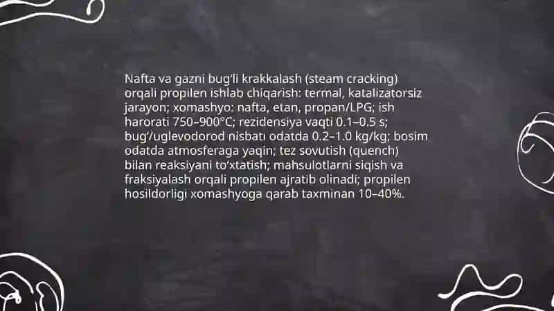 Propilen ishlab chiqarish usullari 3