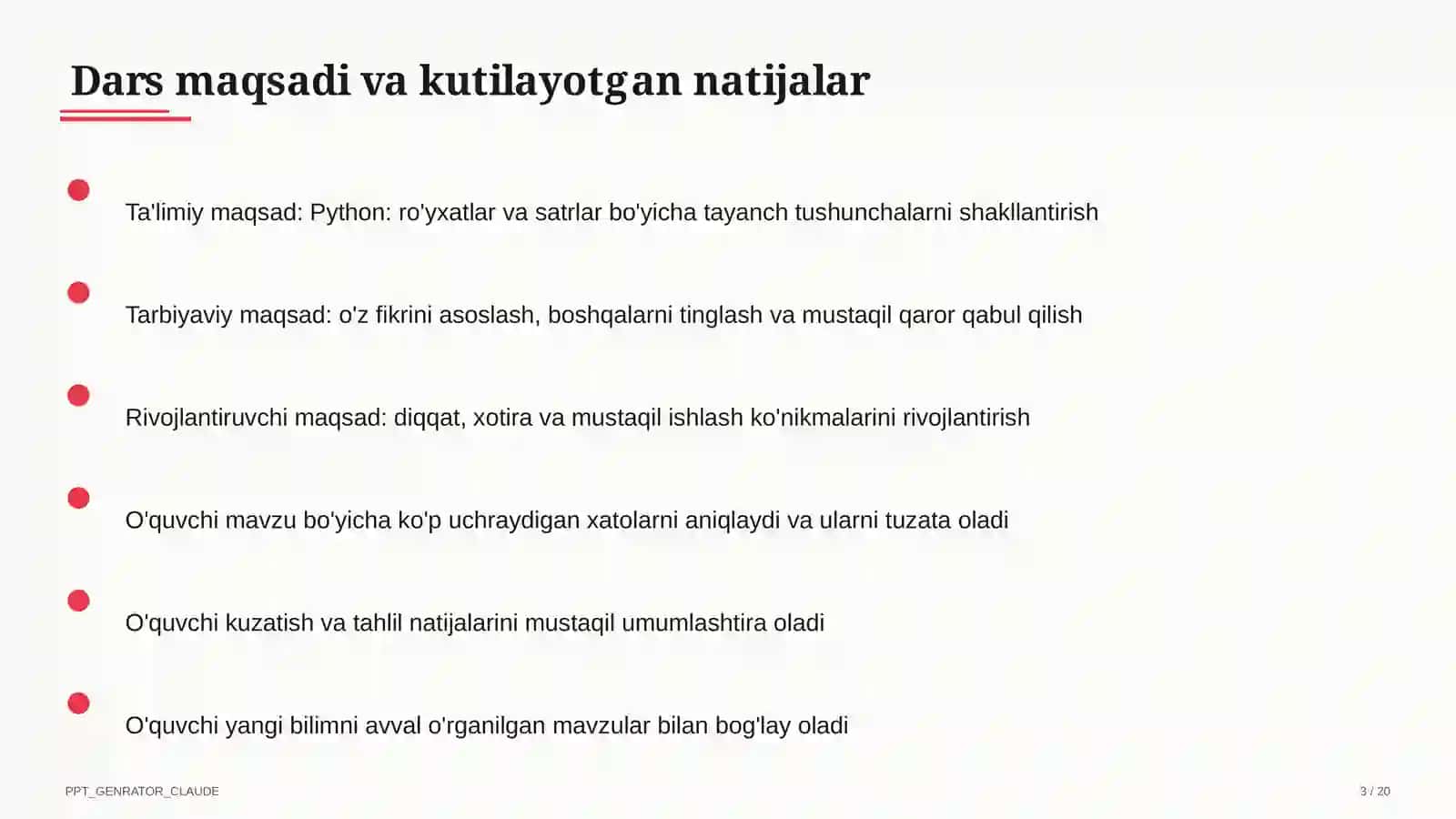 Python: ro'yxatlar va satrlar (9-sinf) 3