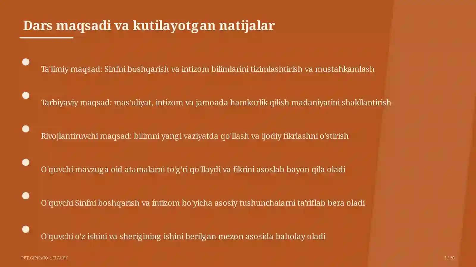 Sinfni boshqarish va intizom 3