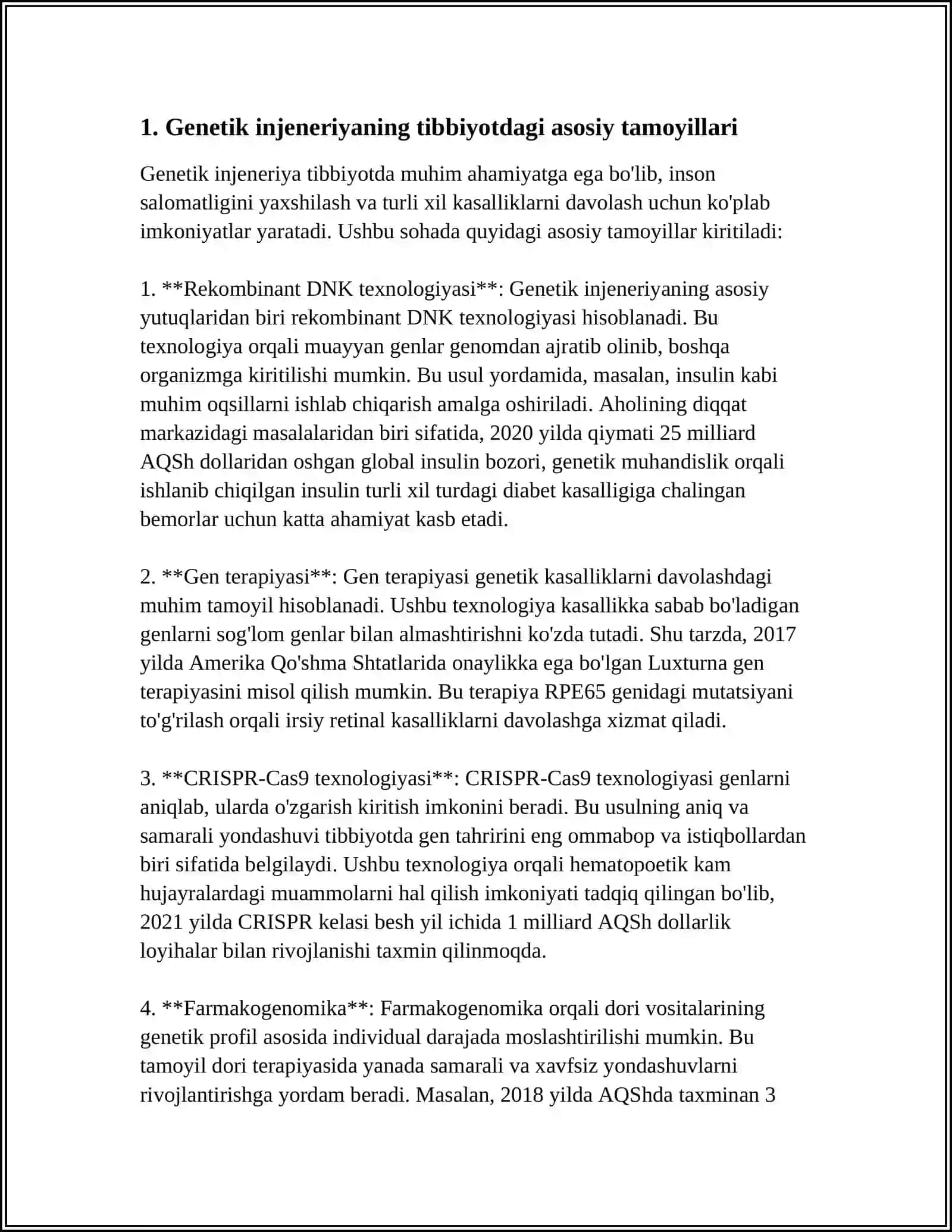 GENETIK INJENERIYANING TIBBIYOTDAGI ROLI 3
