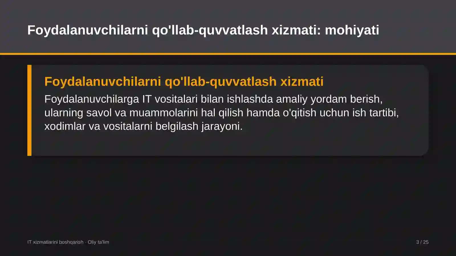 transportda foydalanuvchilarni qo'llab quvvatlash xizmatini tashkil etish 3381 3