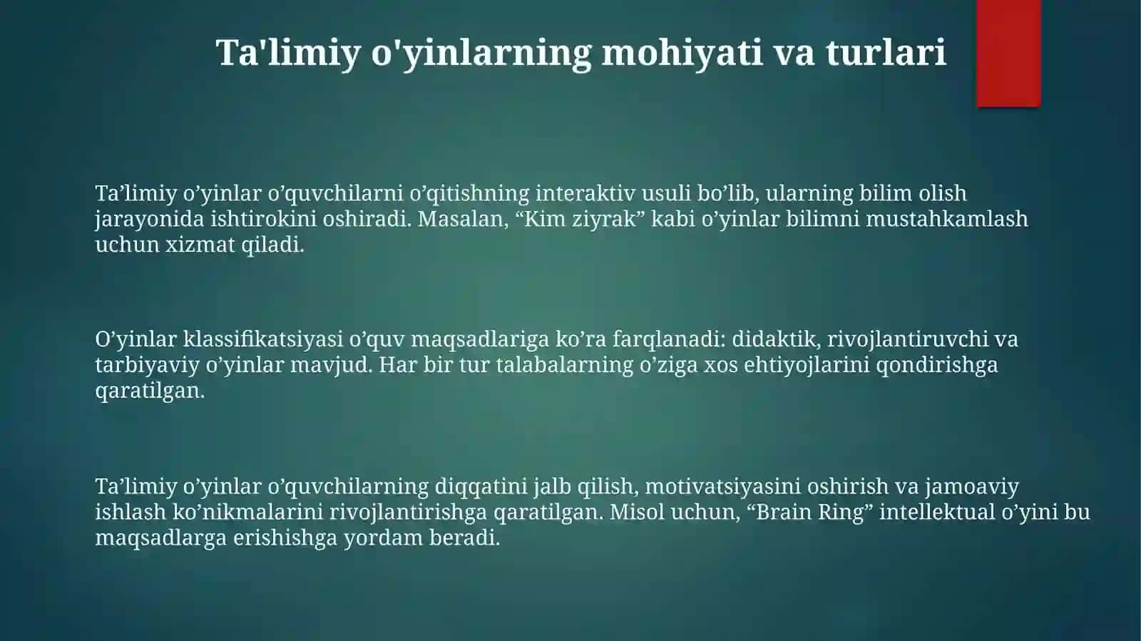 Ta'limiy O'yinlar 3