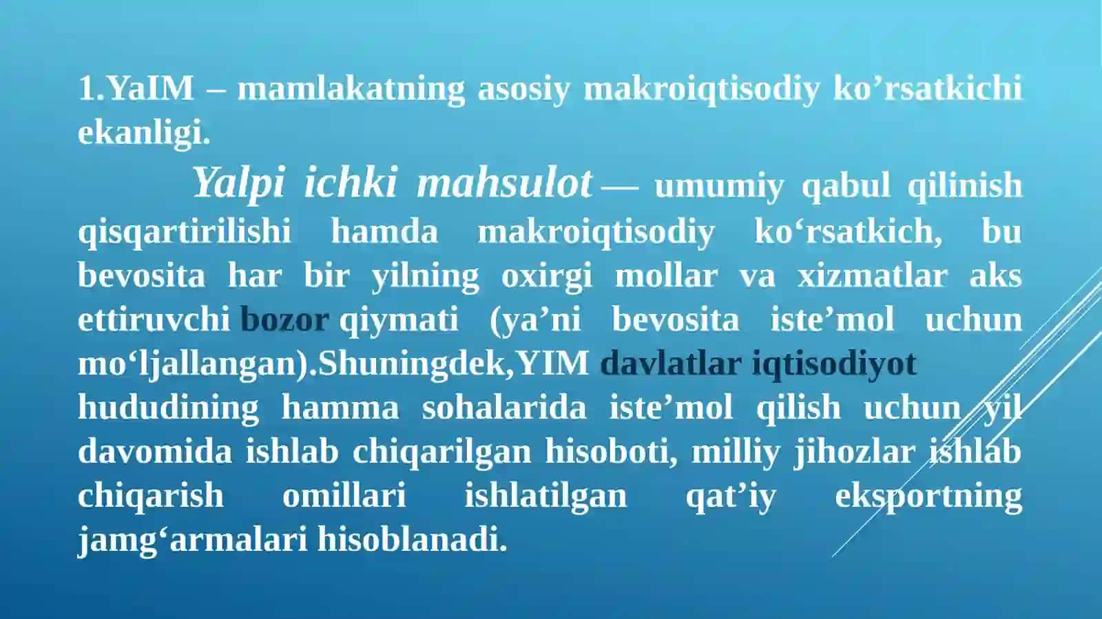 Yalpi ichki mahsulot hajmini hisoblash usullari 3