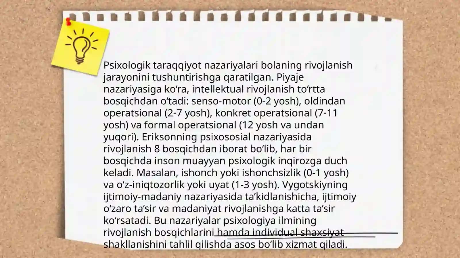 Psixik taraqqiyot shartlari va harakatga keltiruvchi kuchlar mavzusiga 3