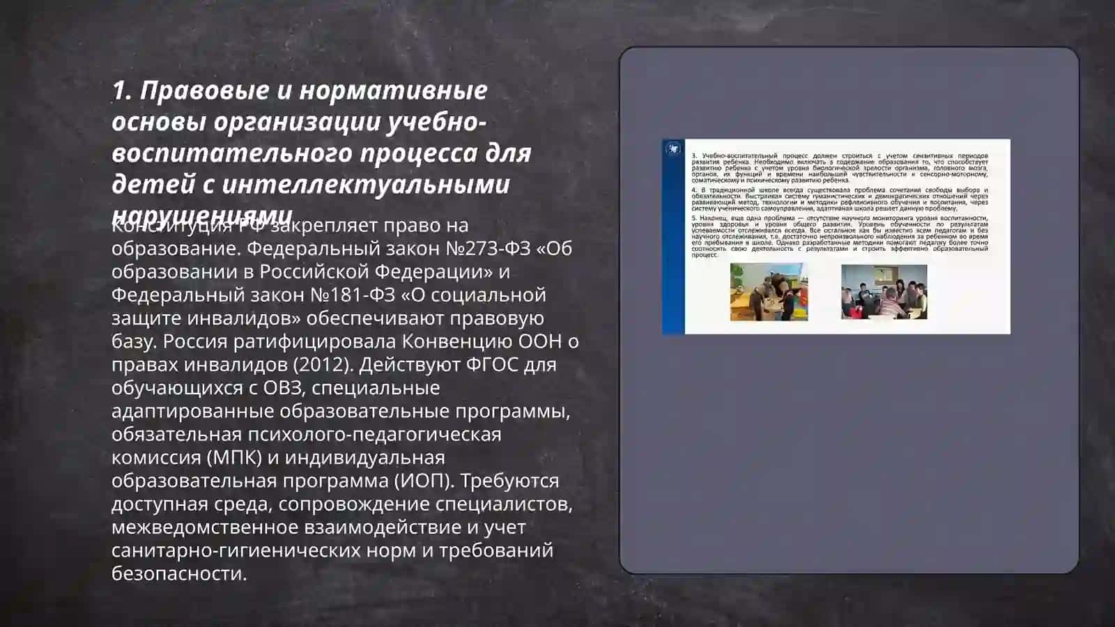 Организация учебно-воспитательного процесса для детей с интеллектуальными нарушениями 3