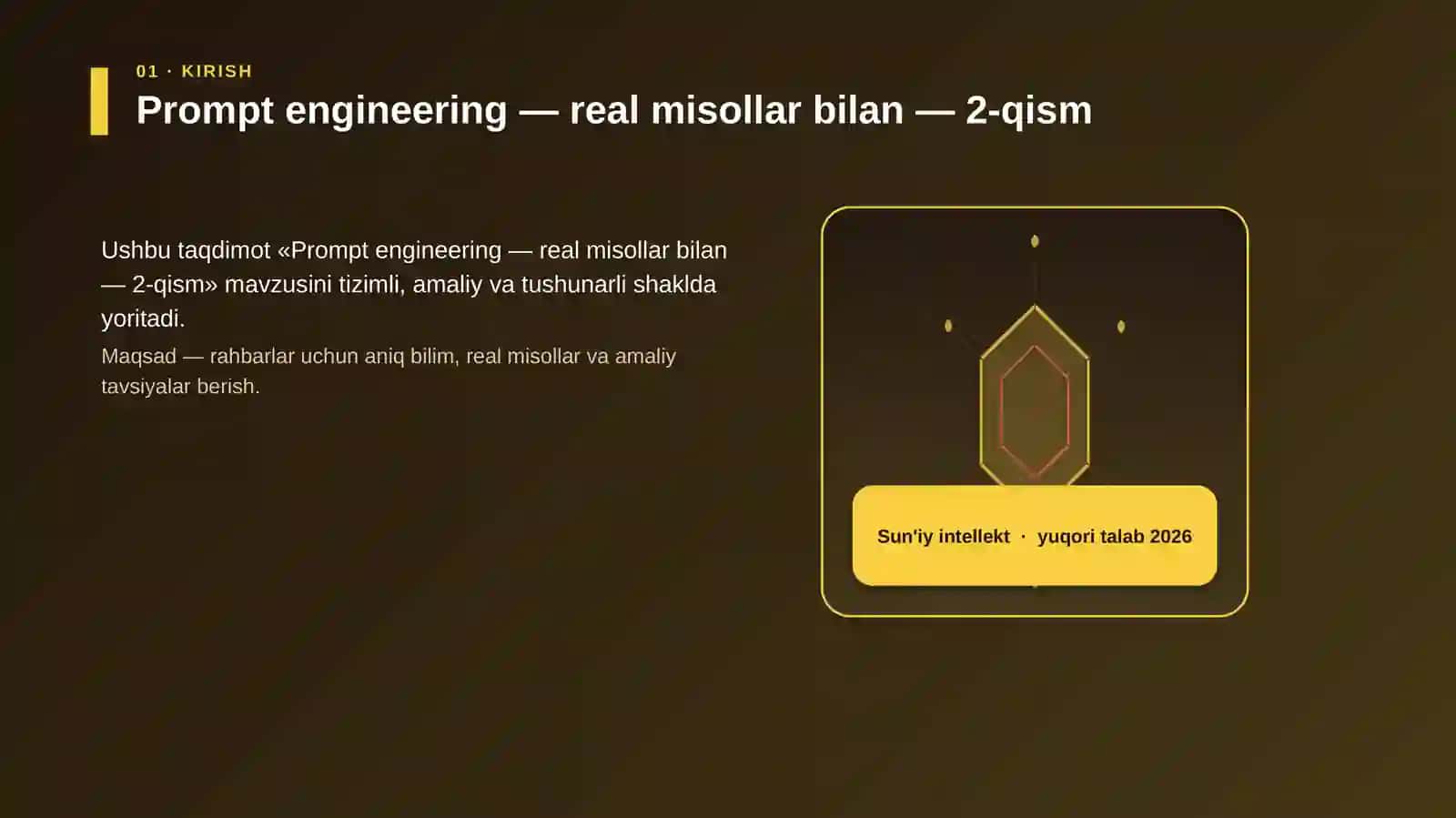 Prompt engineering — real misollar bilan — 2-qism 3