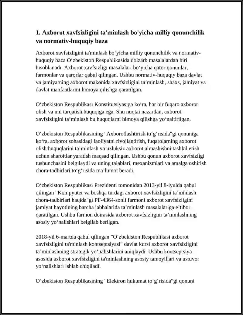 AXBOROT XAVFSIZLIGINI TA’MINLASH QONUNCHILIGI 3