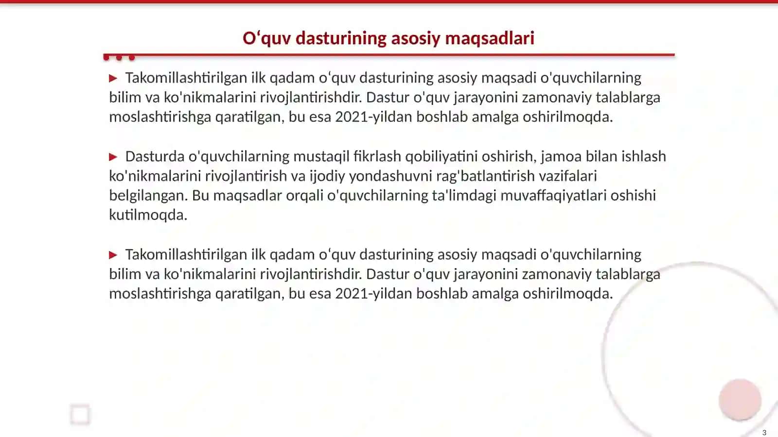 Takomillashtirilgan ilk qadam oʻquv dasturining amaliyotdagi oʼrni 3
