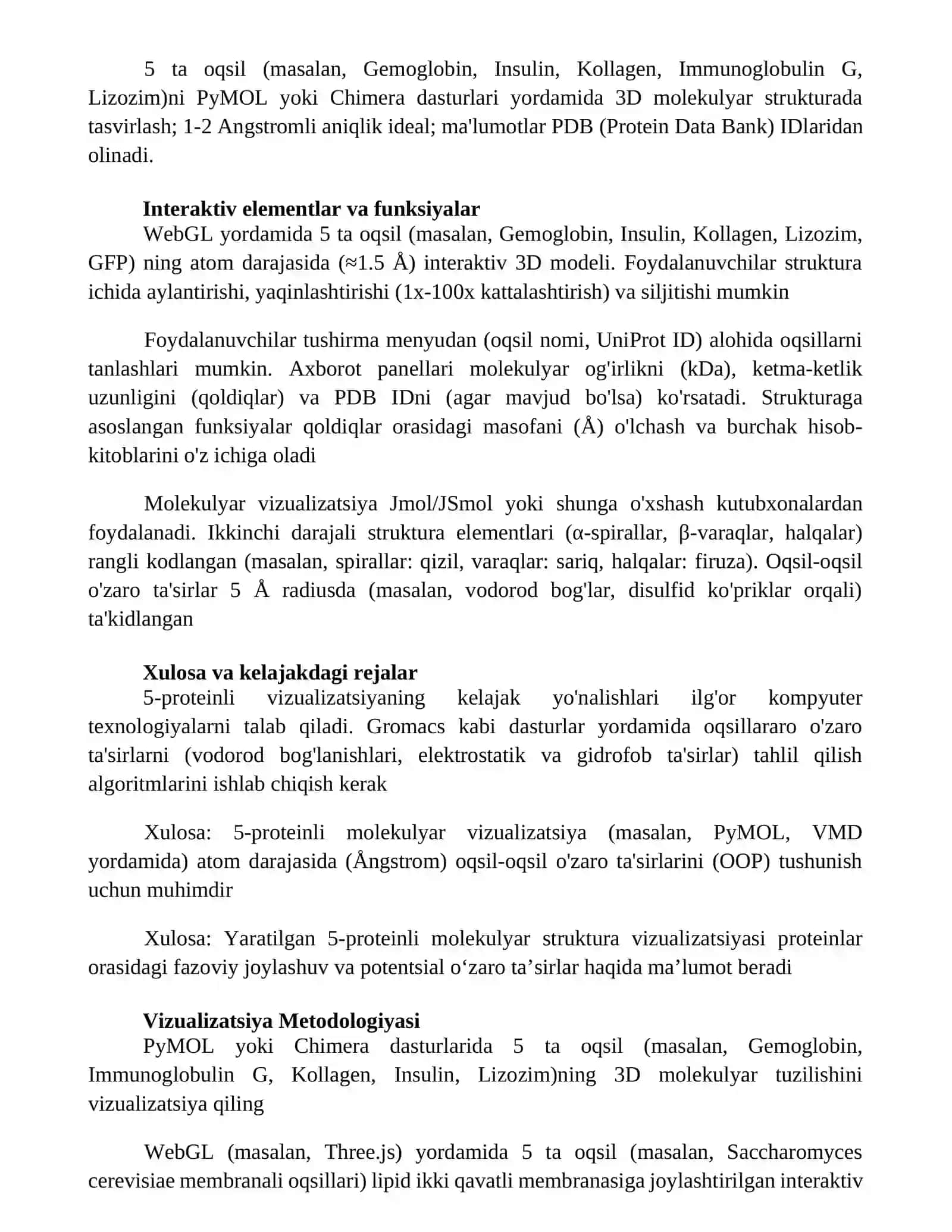 Rasm Mol dasturi vositasida 5ta oqsilning vizualitsiya tasvirini yaratish 3