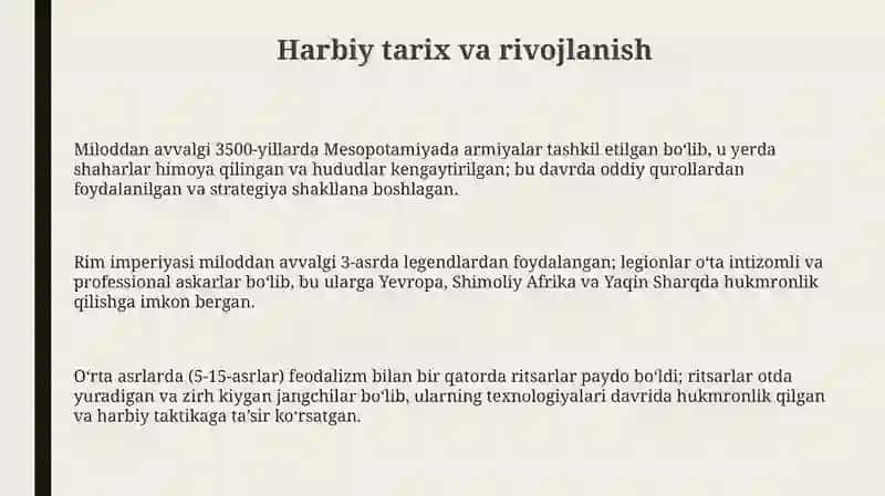 Harbiy tarix va rivojlanish 3