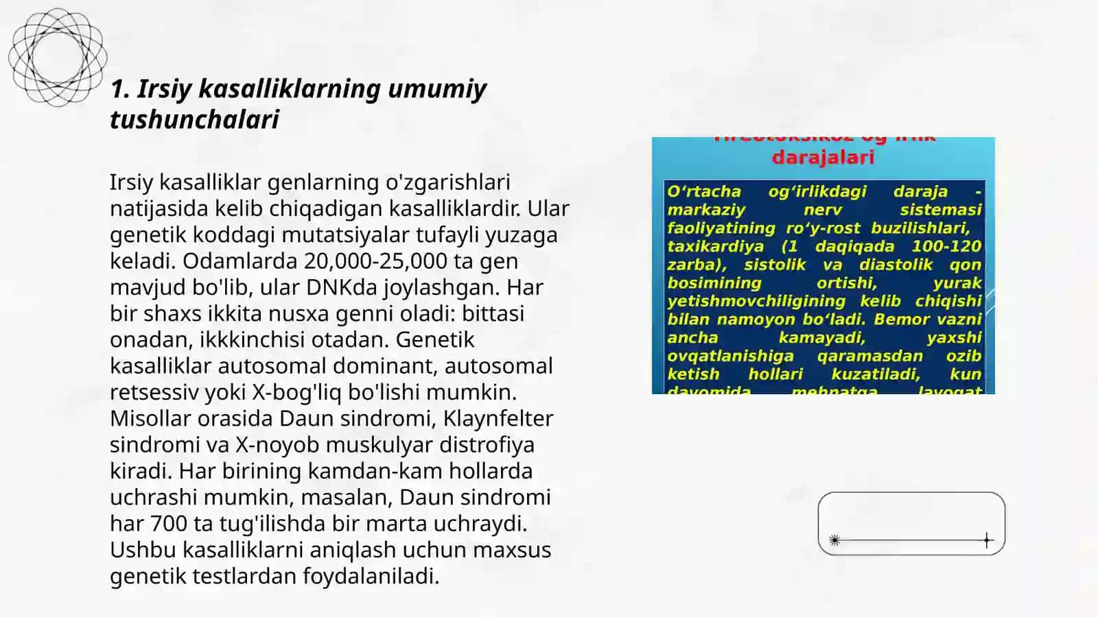 Irsiy kasalliklar.Xromosoma va gen kasalliklari.Tibbiy genetik maslahat 3