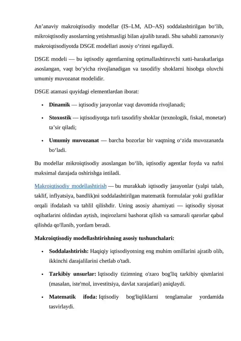 Makroiqtisodiyotning dinamik stoxostik umumiy muvozanati 3