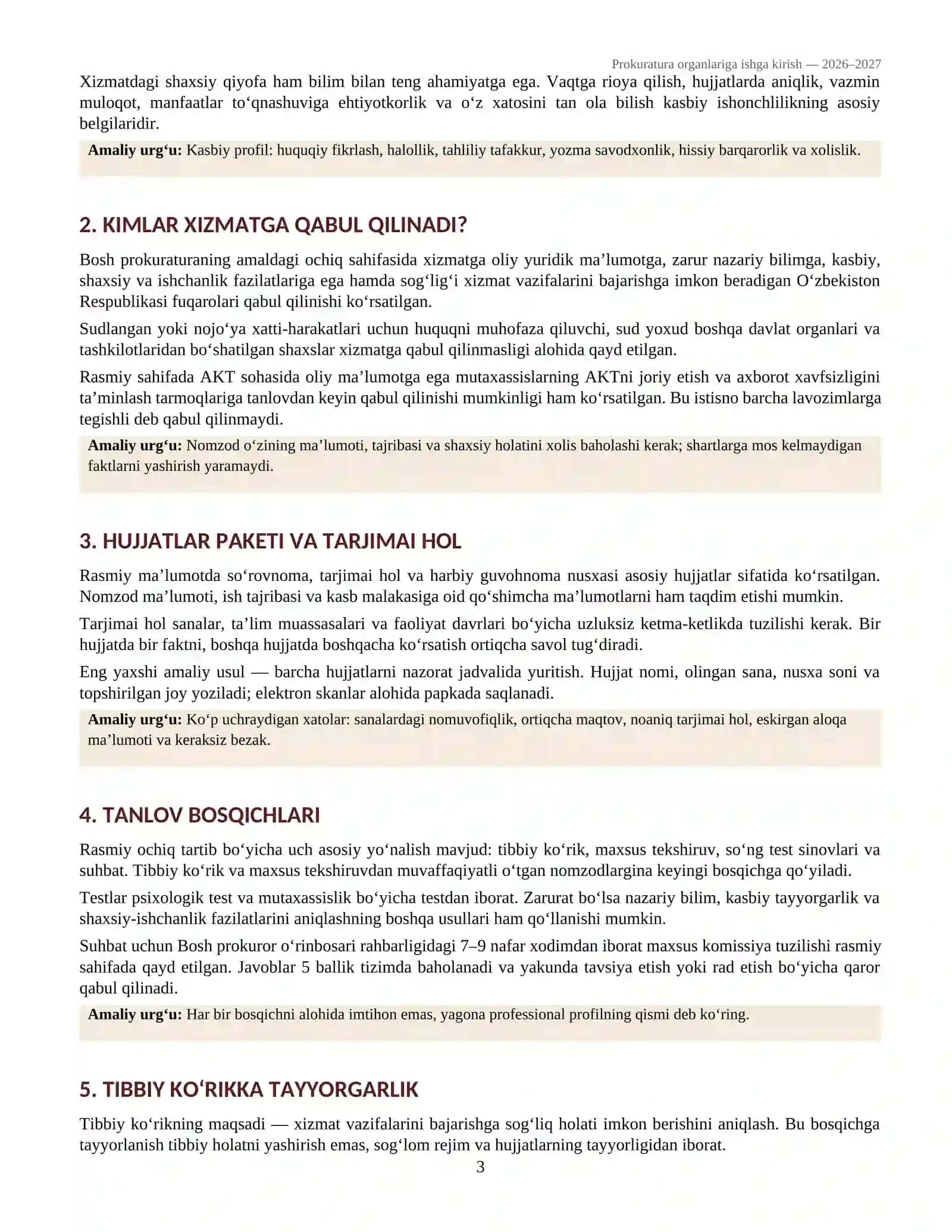 Prokuratura organlariga ishga kirish — 2026–2027 3