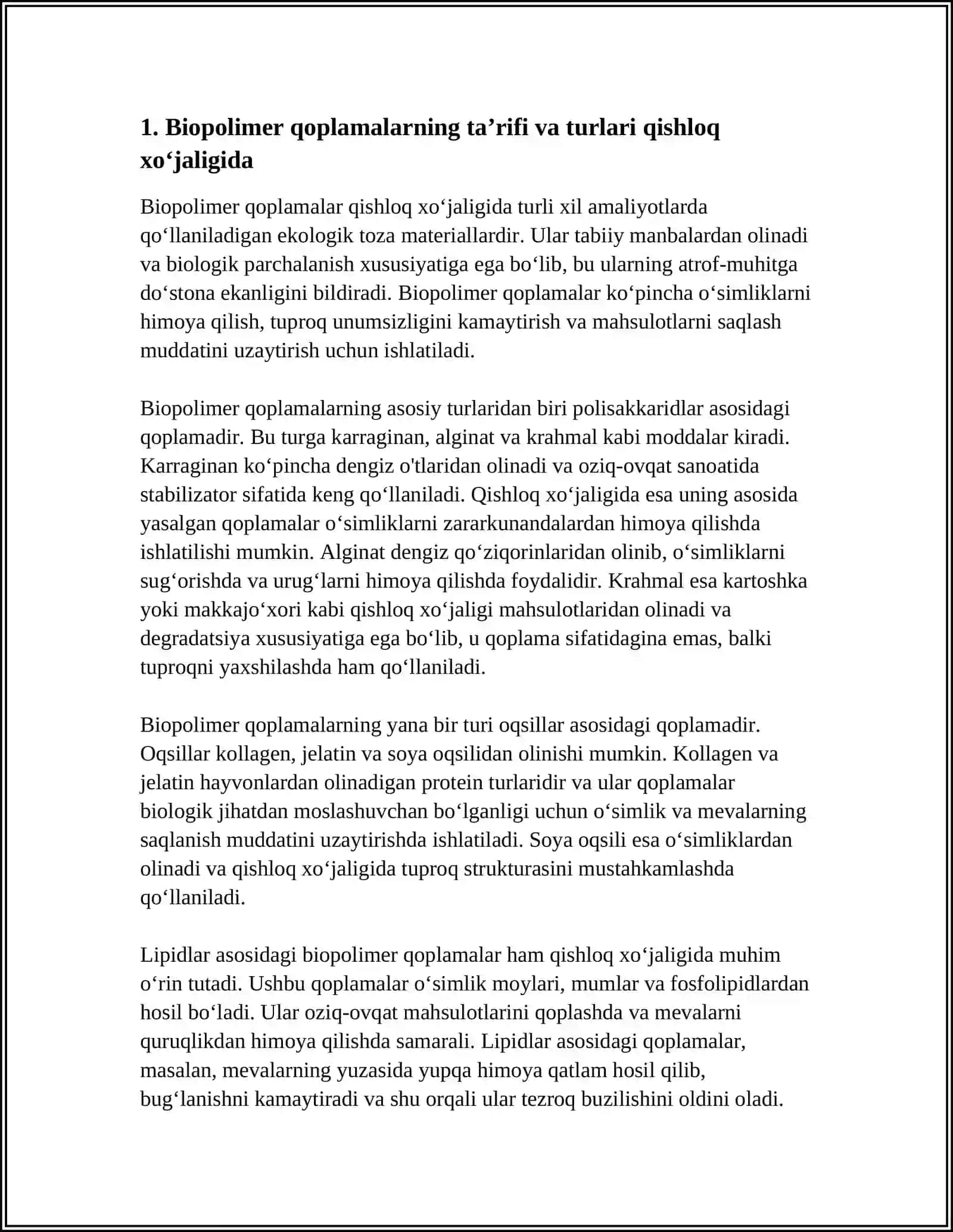 Biopolimer qoplamalarning qishloq xo'jalegida ahamiyati 3