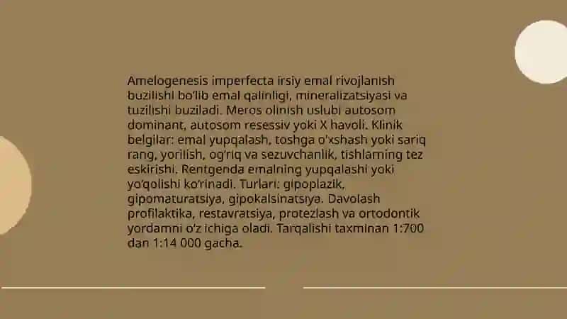 Amelogenesis imperfecta (irsiiy emal rivojlanish buzilishi) 3