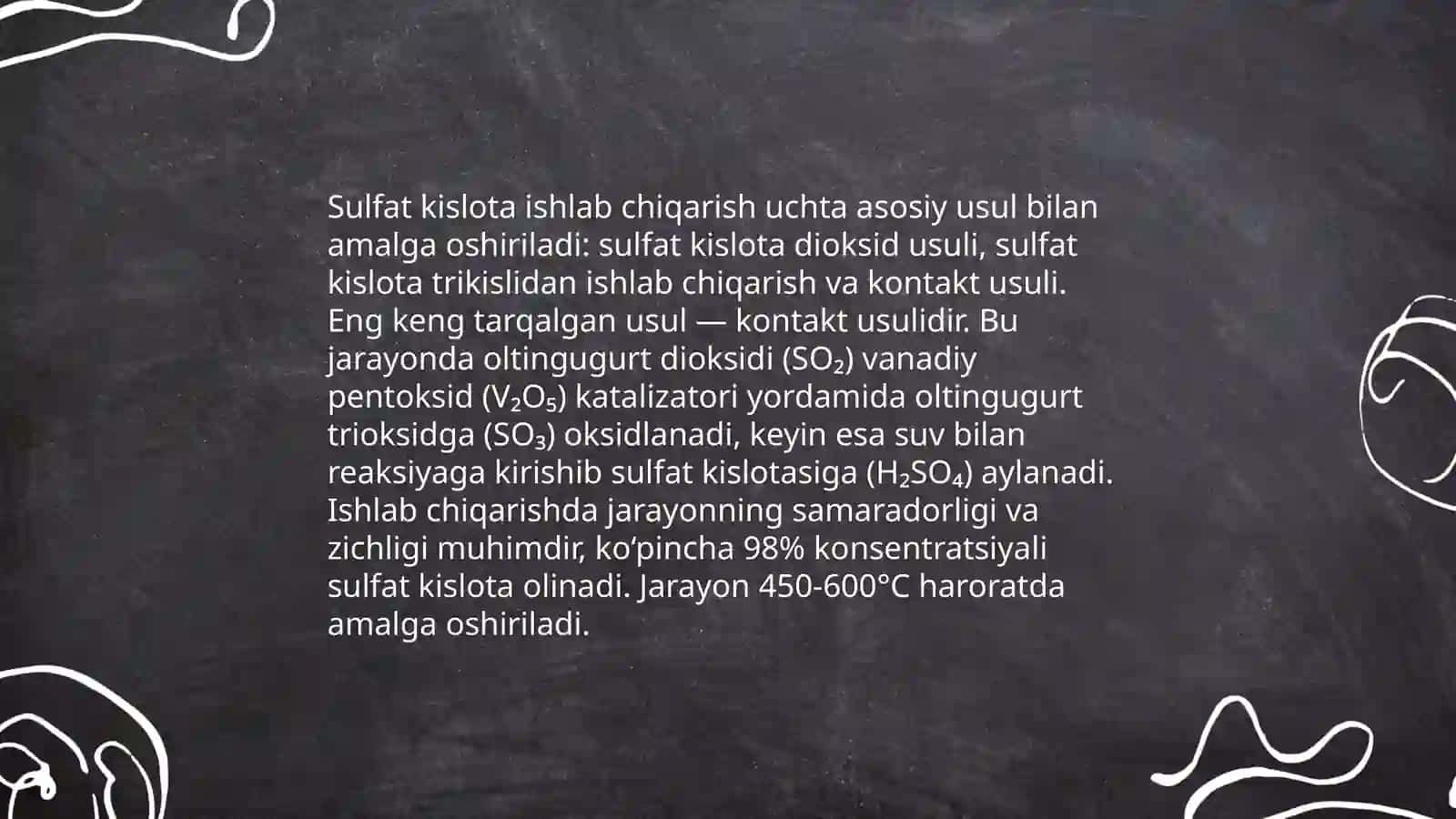 Sulfat kislota ishlab chiqarishda tashlandiq gazlarni kislota katalitik usul bilan tozalash 3