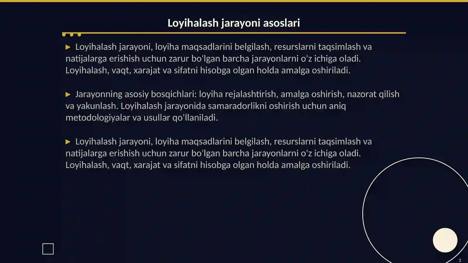 Loyihalash usullari 3
