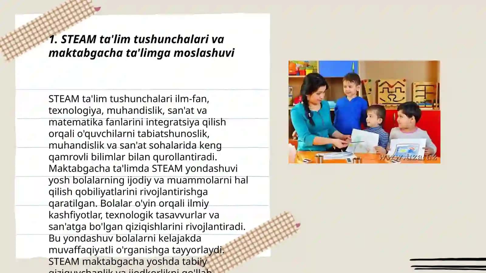 Maktabgacha ta'lim texnologiyalarida STEAM ta'lim texnologiyasi orqali ta'sviriy faoliyatni tashkil etish 3