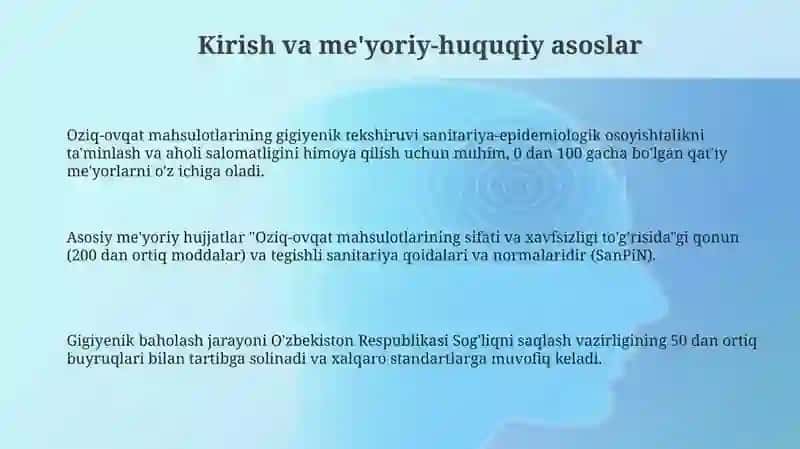 Oziq ovqat mahsulotlarining gigiyenik tekshirish ekspertizasi 3