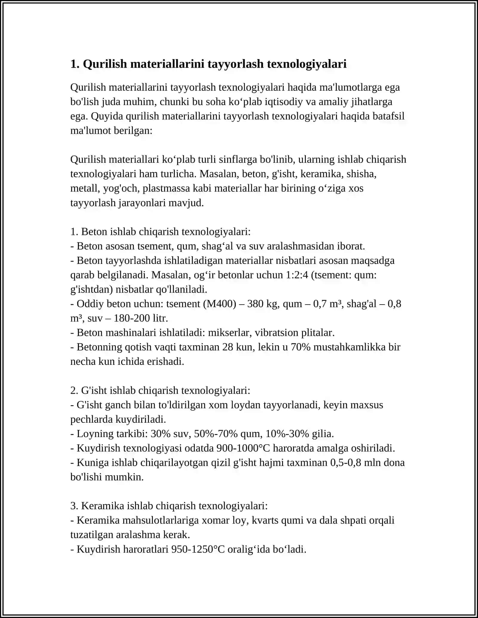 Qurilish materiallarini tayyorlash texnologiyalari 3