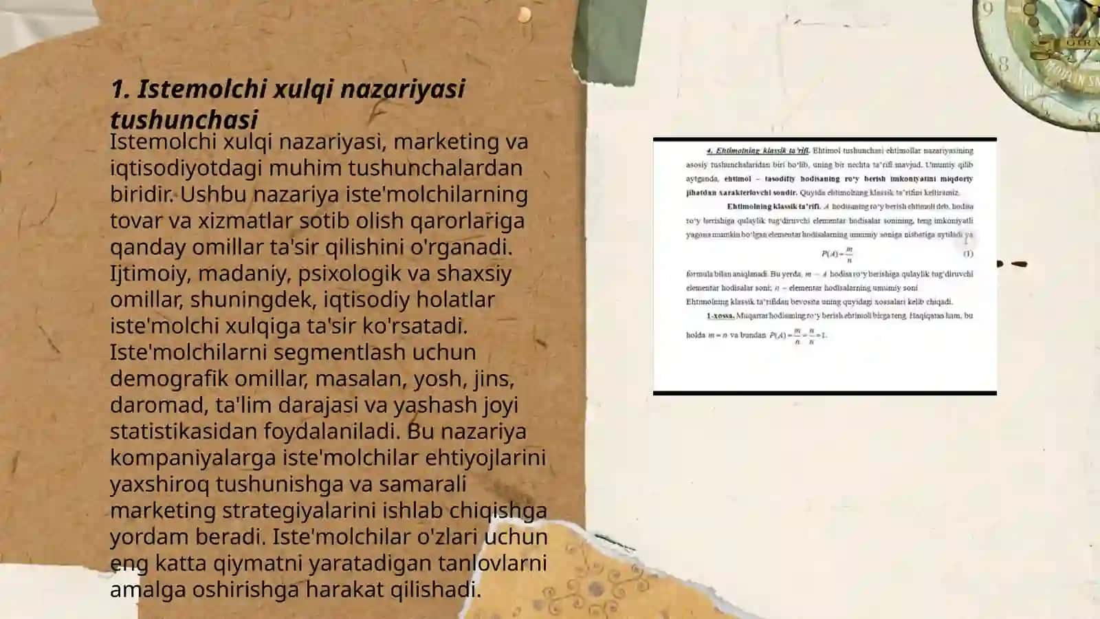Istemolchi xulqi nazariyasining asosiy holati 3