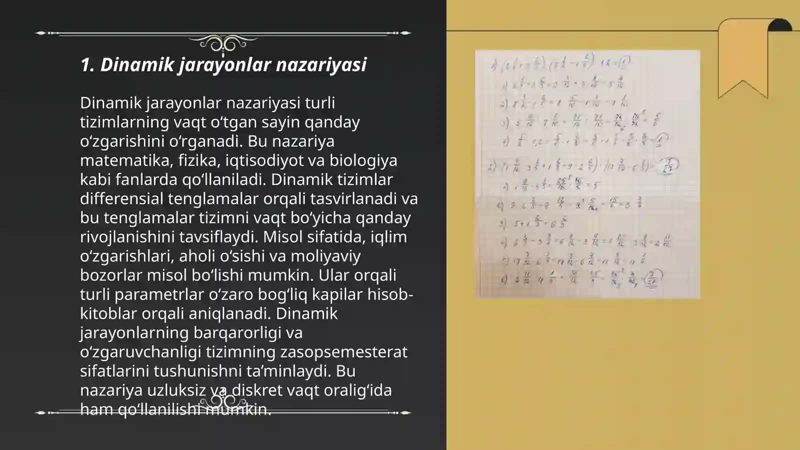 Dinamik jarayonning matematik modeli 3