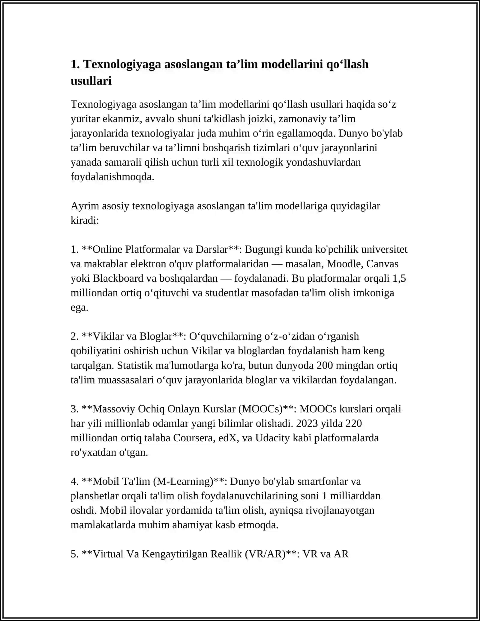"TEXNOLOGIYA TA’LIMI VA UNI OʻQITISH METODIKASI" FANINI OʻQITISHDA TEXNIK VOSITALARDAN FOYDALANA OLISH 3