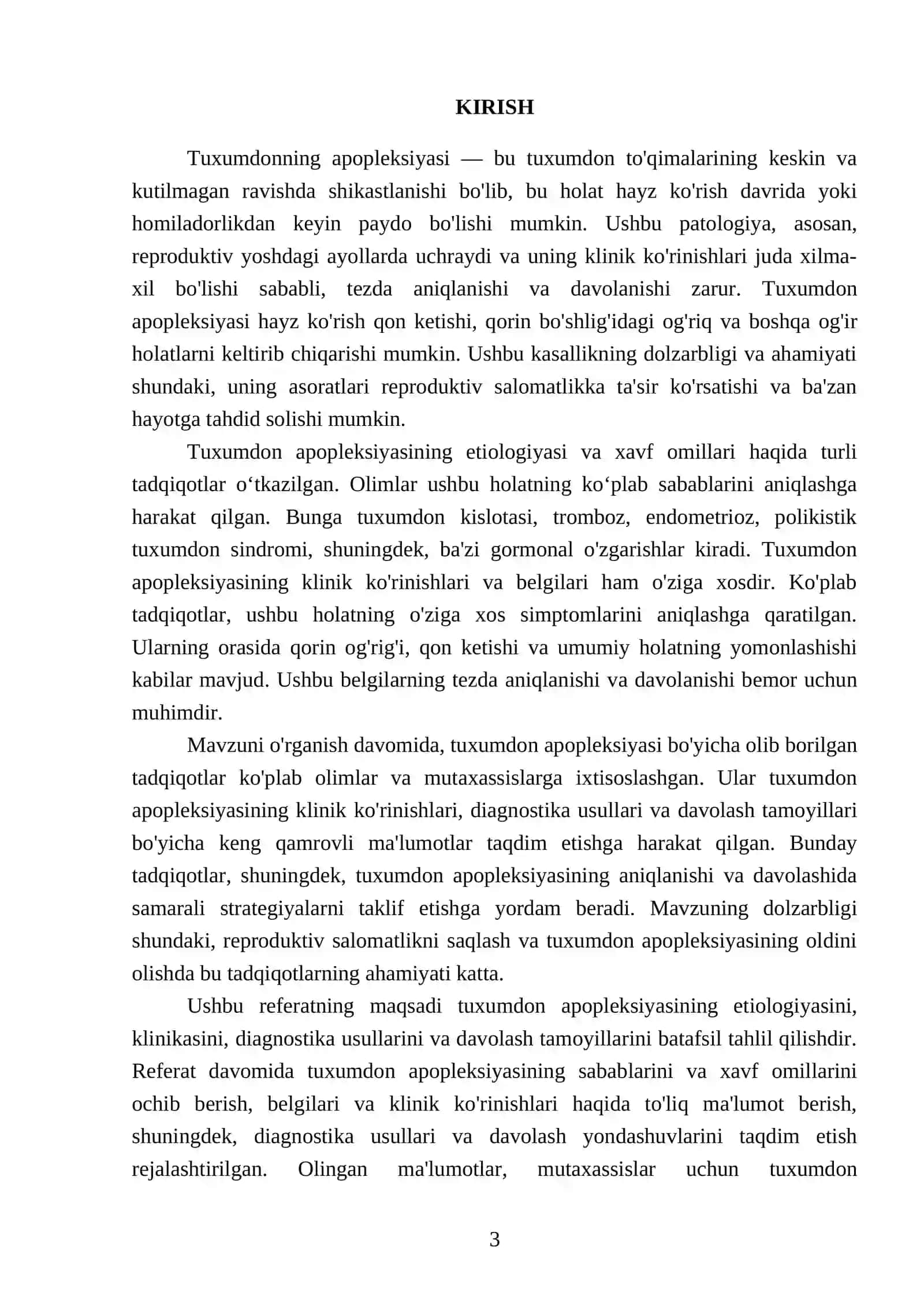 Tuxumdonning Apopleksiyasi Referati 3