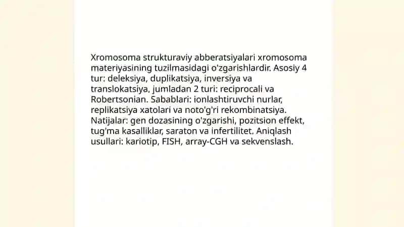 Xromosoma abberatsiyalari yoki qayta tuzilishlari 3
