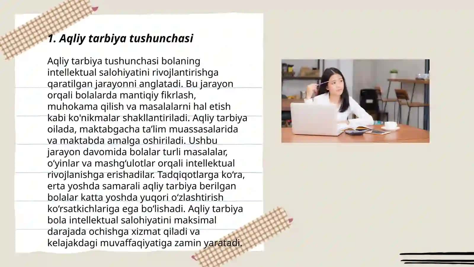 Aqliy tarbiya haqida tushuncha mavzusida taqdimot tayyorlash 3