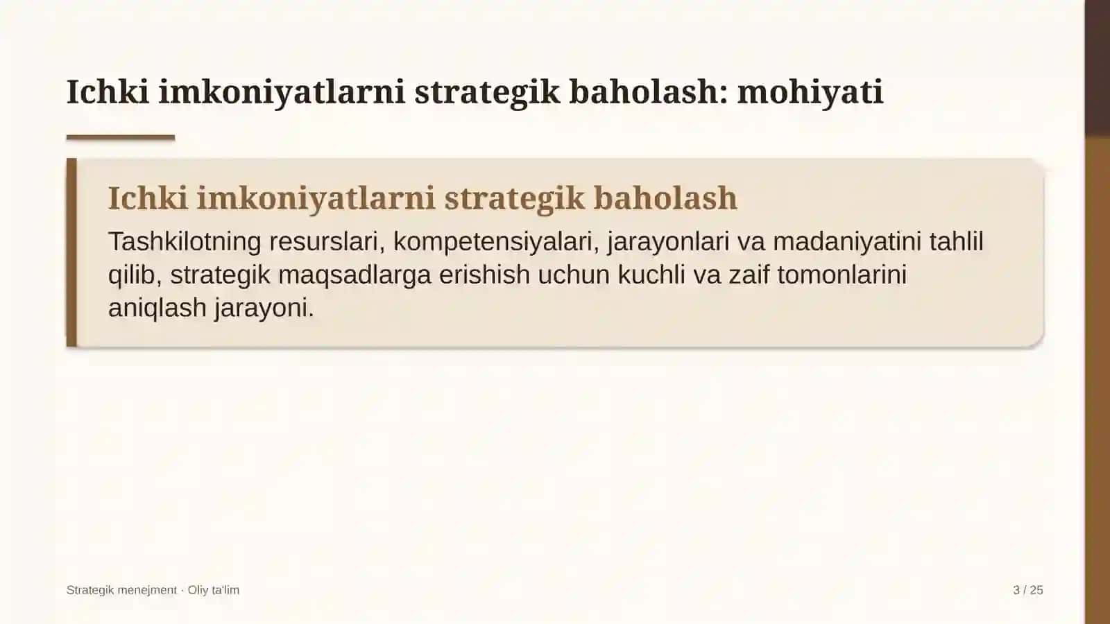 malaka oshirish markazlarida ichki imkoniyatlarni strategik baholash 3560 3