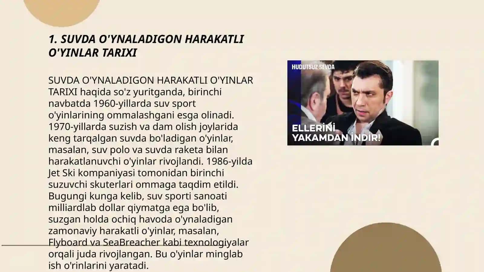 SUVDA O'YNALADIGON HARAKATLI O'YINLAR TARIXI 3