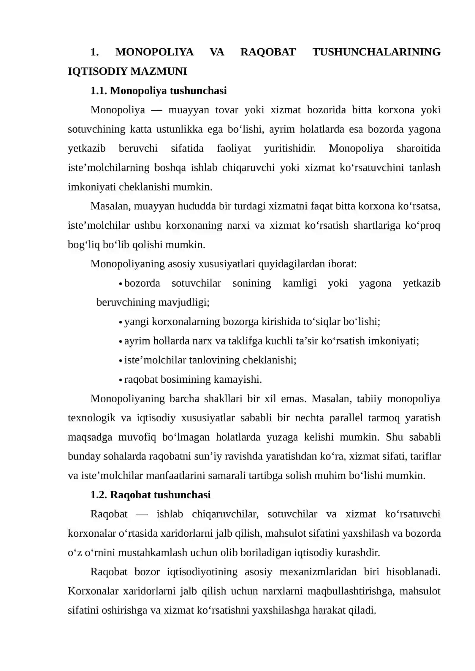IQTISODIYOTDA MONOPOLIZMGA QARSHI SIYOSAT VA RAQOBATNI RIVOJLANTIRISH MAVZUSIDA IJTIMOIY SO‘ROVNOMA (ANKETA) TUZISH 3