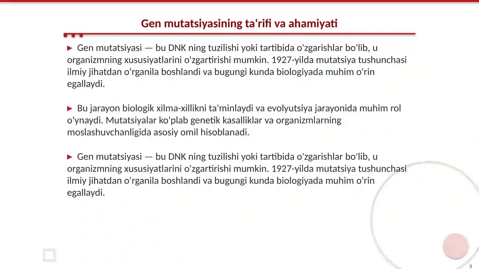 Gen mutatsiyasi Biologiya 3